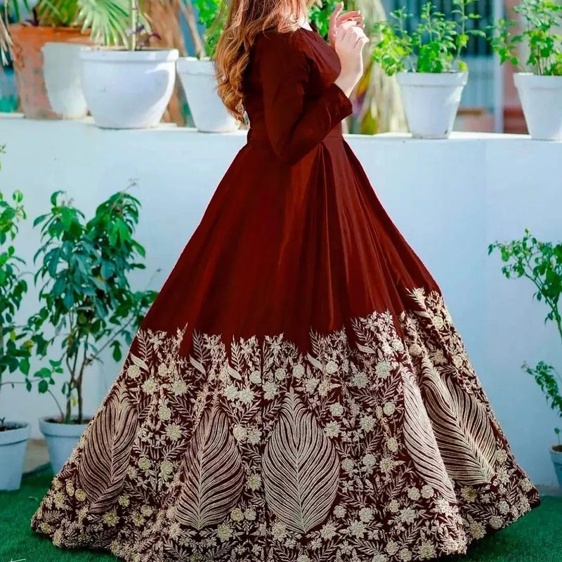 Leaf Border Embroidery Maxi