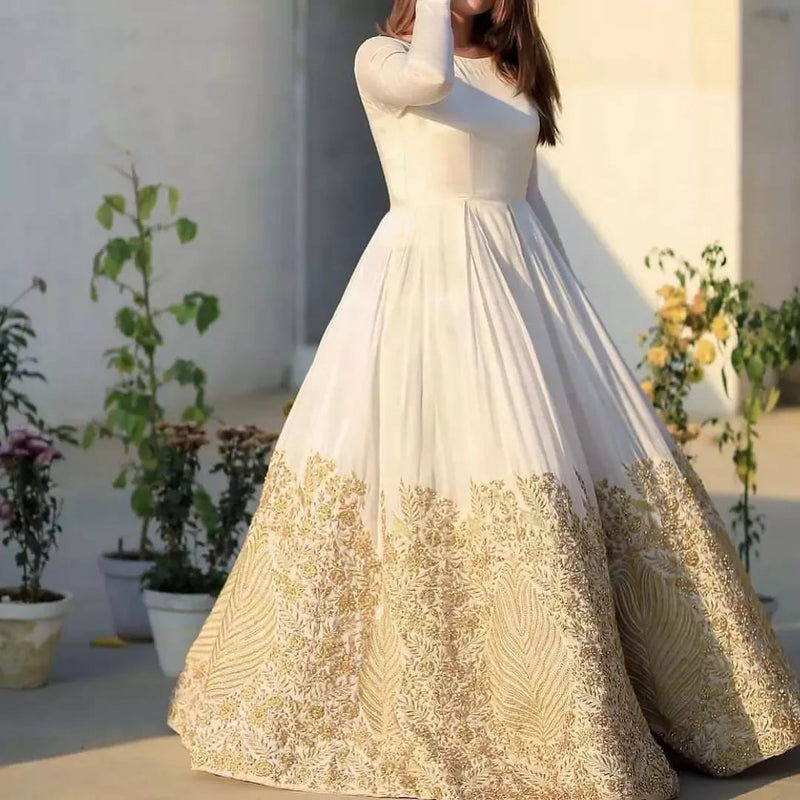 Leaf Border Embroidery Maxi