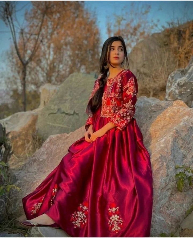 2Piece Heavy Embroidery Separate Coati With Long Bunch Maxi