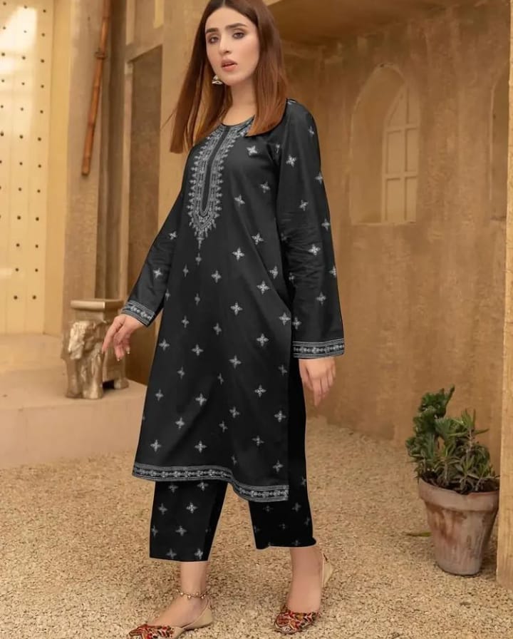 2 Peace Suit / New Collection Suit / Ladies Best Arrival / Embroidery Suit / Dark Color Suit